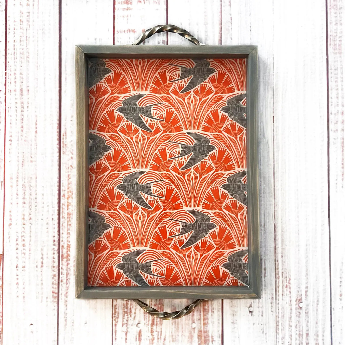 Nature Inspired Barn Swallow Handmade Wooden Serving Tray