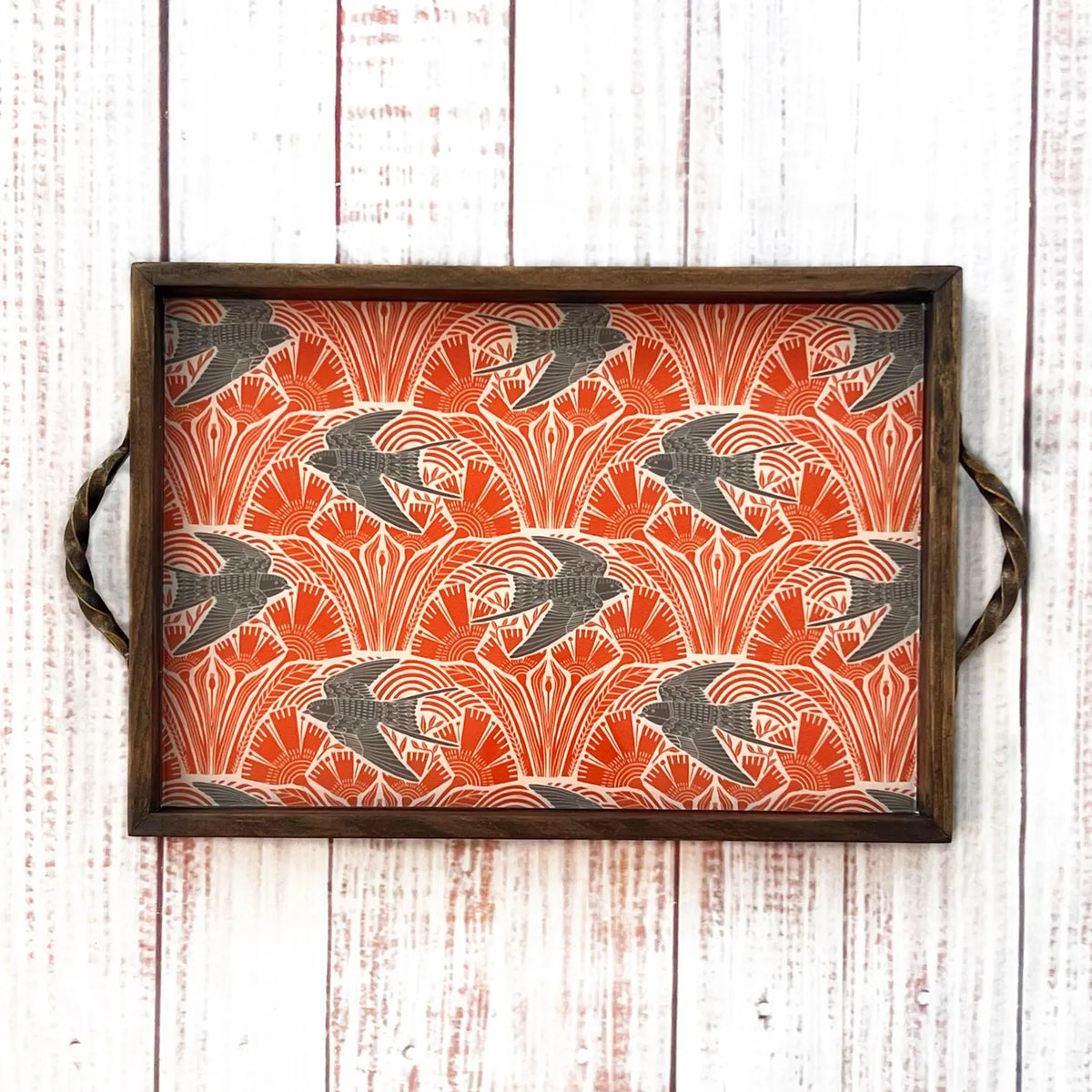 Nature Inspired Barn Swallow Handmade Wooden Serving Tray