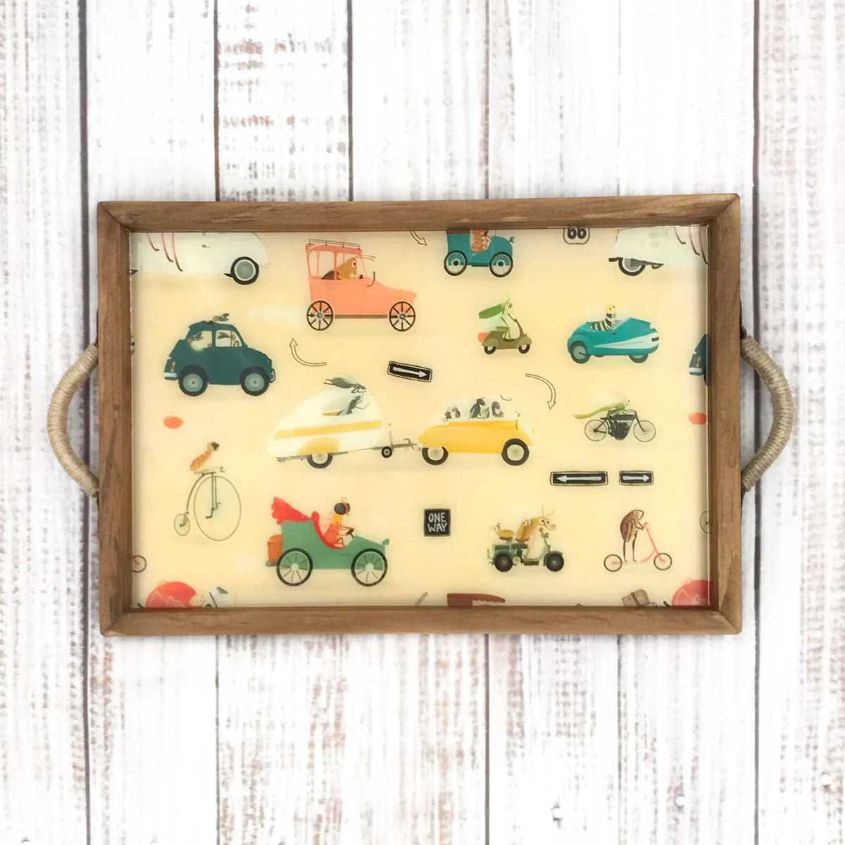 Nature Inspired Bug Automobiling Handmade Wooden Serving Tray