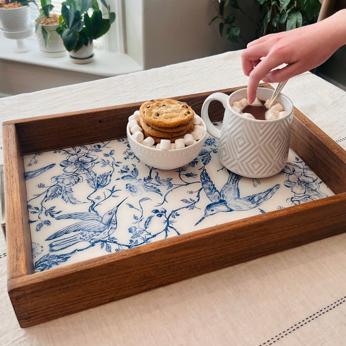 Coastal Inspired Sailboat Handmade Wood Serving Tray