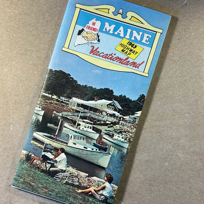 Vintage Maine Vacationland map travel brochure