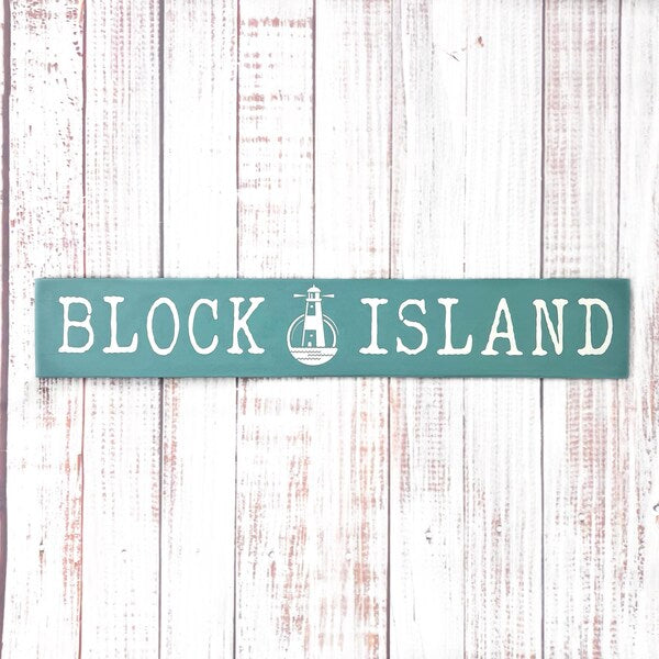Block Island Wooden Sign | Rhode Island Coastal Decor | Beach House Wall Sign | Nautical Lighthouse Decor | Block Island Gift | Handmade