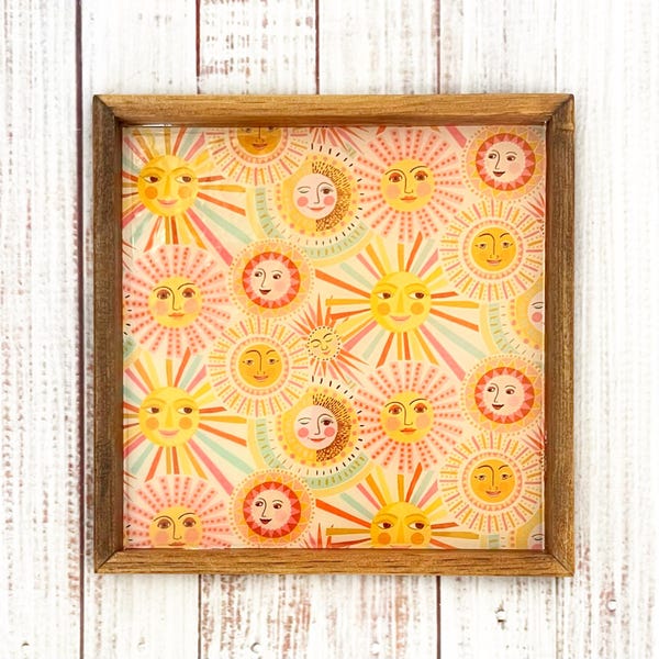 *handles* Sun & Moon Tray | Celestial Decor Tray | Boho Serving Tray | Sun Face Decor | Handmade Wooden Tray | Whimsical Home Decor | Optional Handles