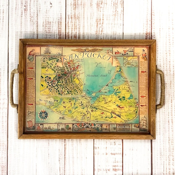 Nantucket Map Serving Tray | Handmade Wooden Tray | Nantucket Island Decor | Coastal New England Gift | Beach House Serving Tray